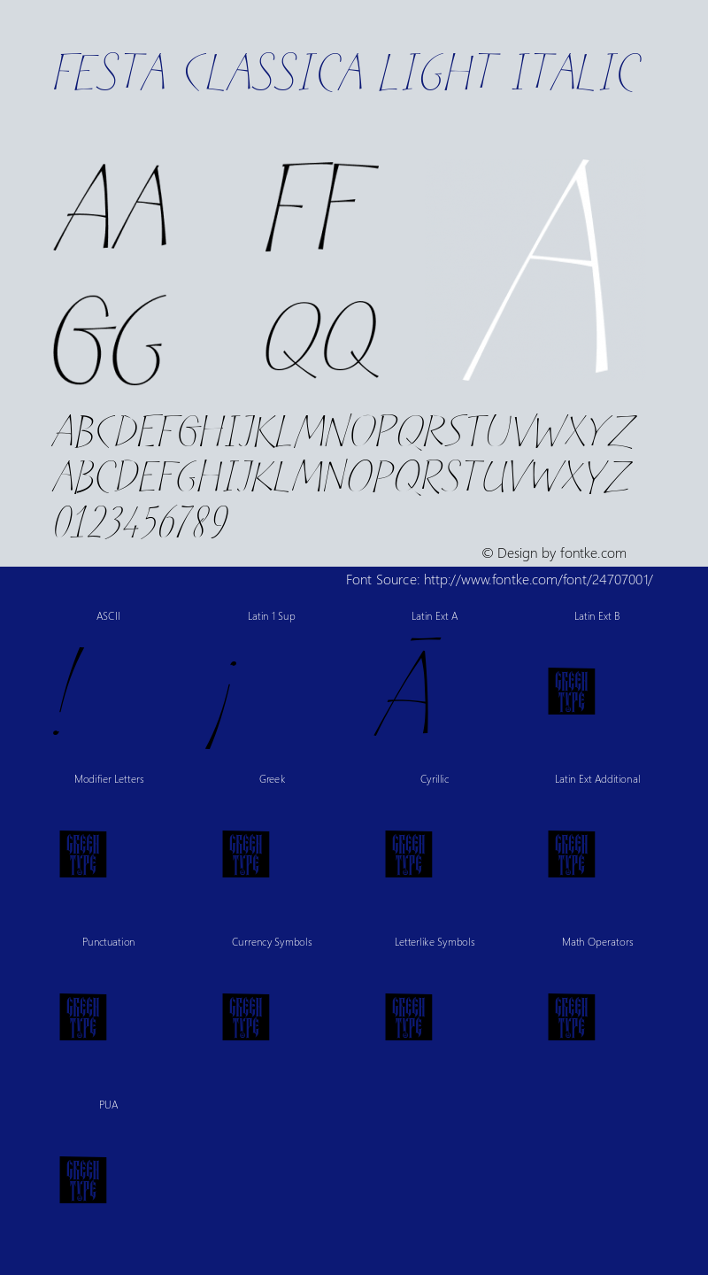 Festa Classica Light Italic Version 1.000图片样张