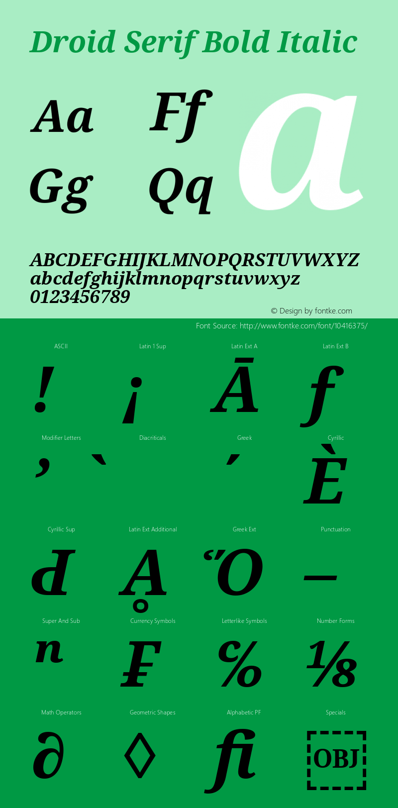 Droid Serif Bold Italic Version 1.00 build 113图片样张