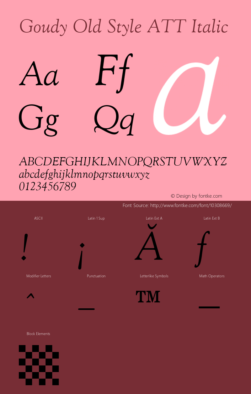 Goudy Old Style ATT Italic Latin 1,2 & 5: Version 1.0: 81259: 10494图片样张