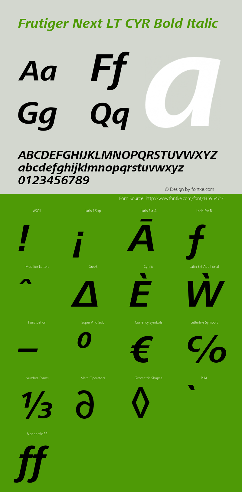 Frutiger Next LT CYR Bold Italic Version 1.00图片样张