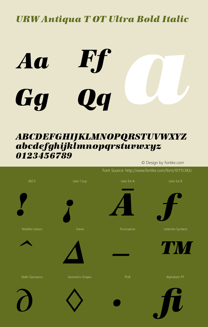 URW Antiqua T OT Ultra Bold Italic OTF 1.001;PS 1.05;Core 1.0.27;makeotf.lib(1.11)图片样张