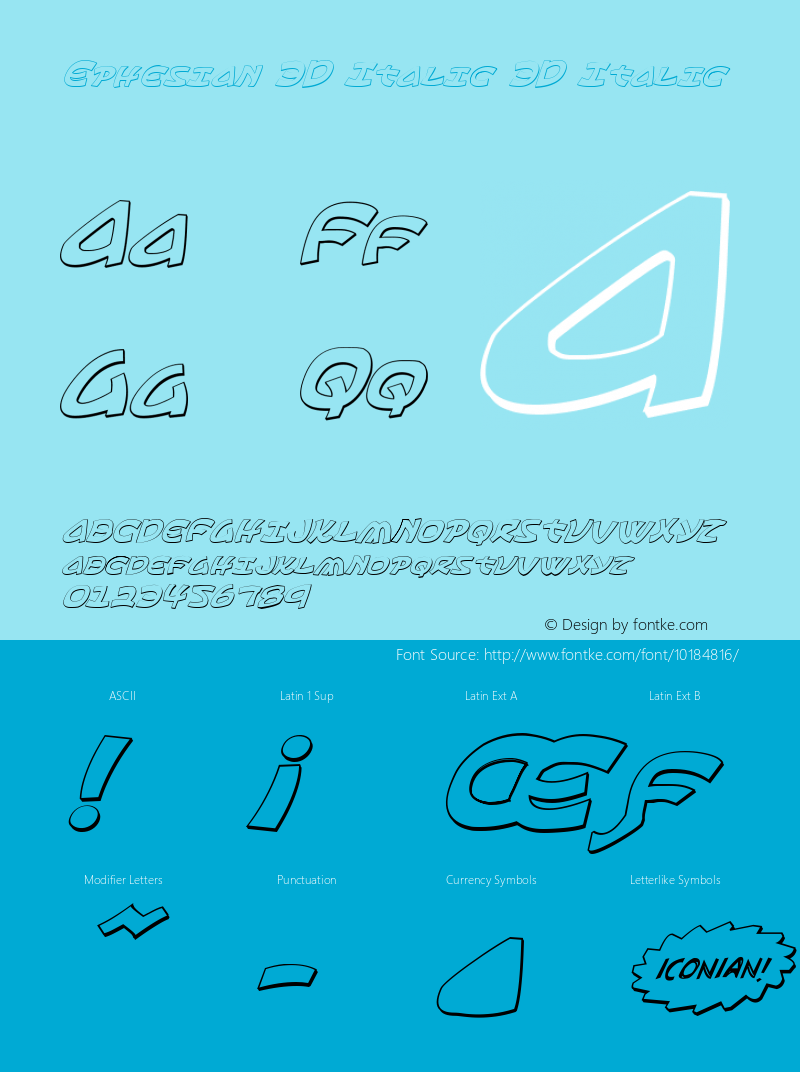 Ephesian 3D Italic 3D Italic Version 1.0; 2007图片样张