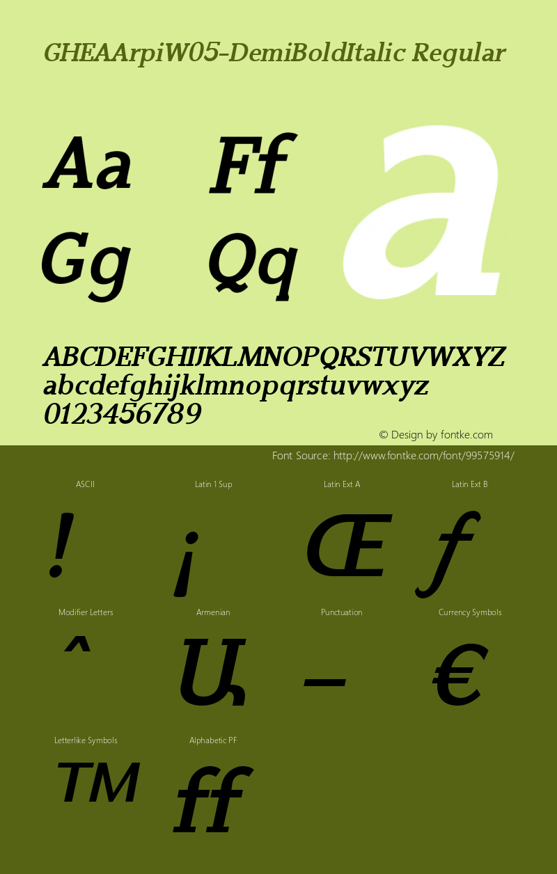 GHEA Arpi W05 DemiBold Italic Version 1.00图片样张