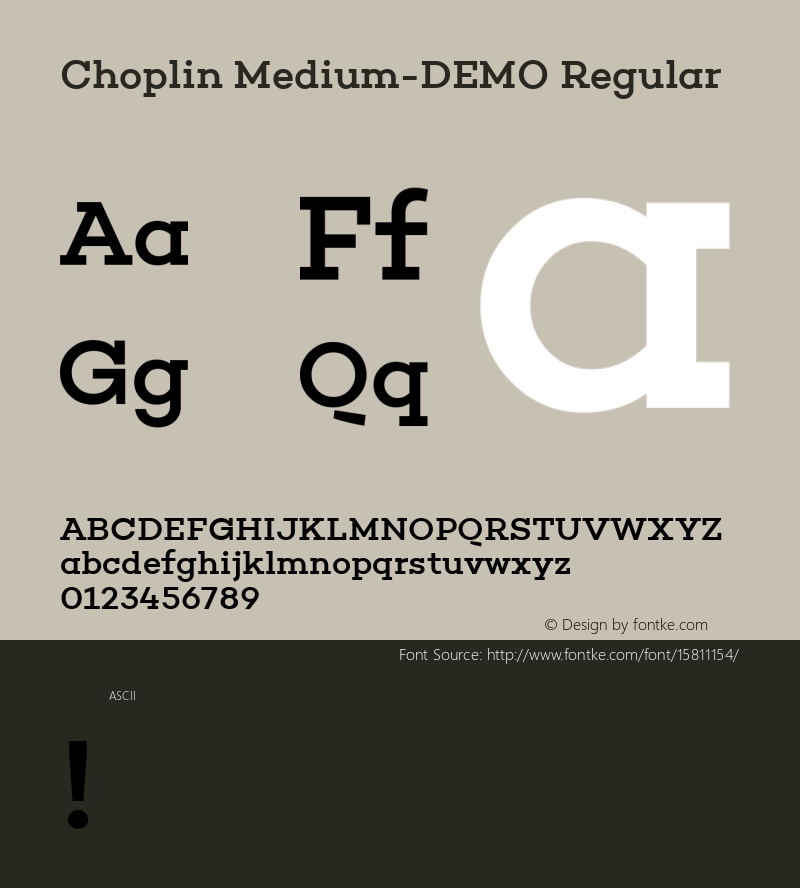 Choplin Medium-DEMO Regular Version 1.000;PS 001.000;hotconv 1.0.70;makeotf.lib2.5.58329; ttfautohint (v1.4.1)图片样张