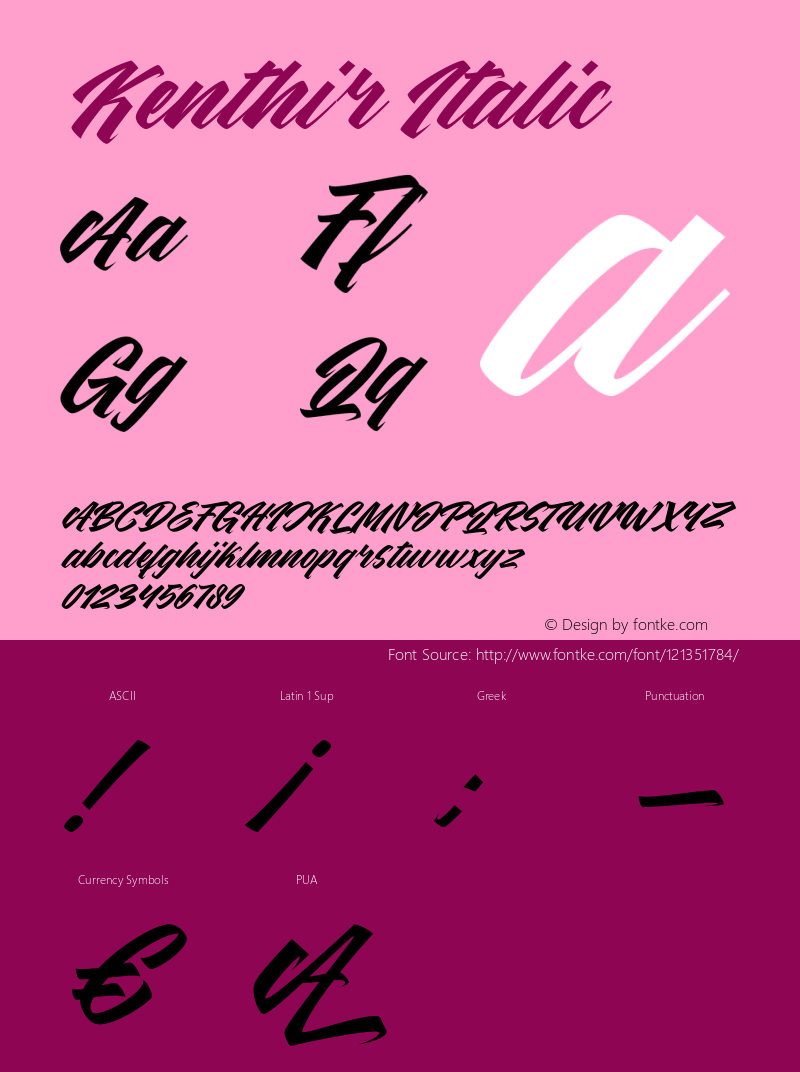 Kenthir Italic Version 1.00;December 16, 2020;FontCreator 12.0.0.2563 64-bit图片样张