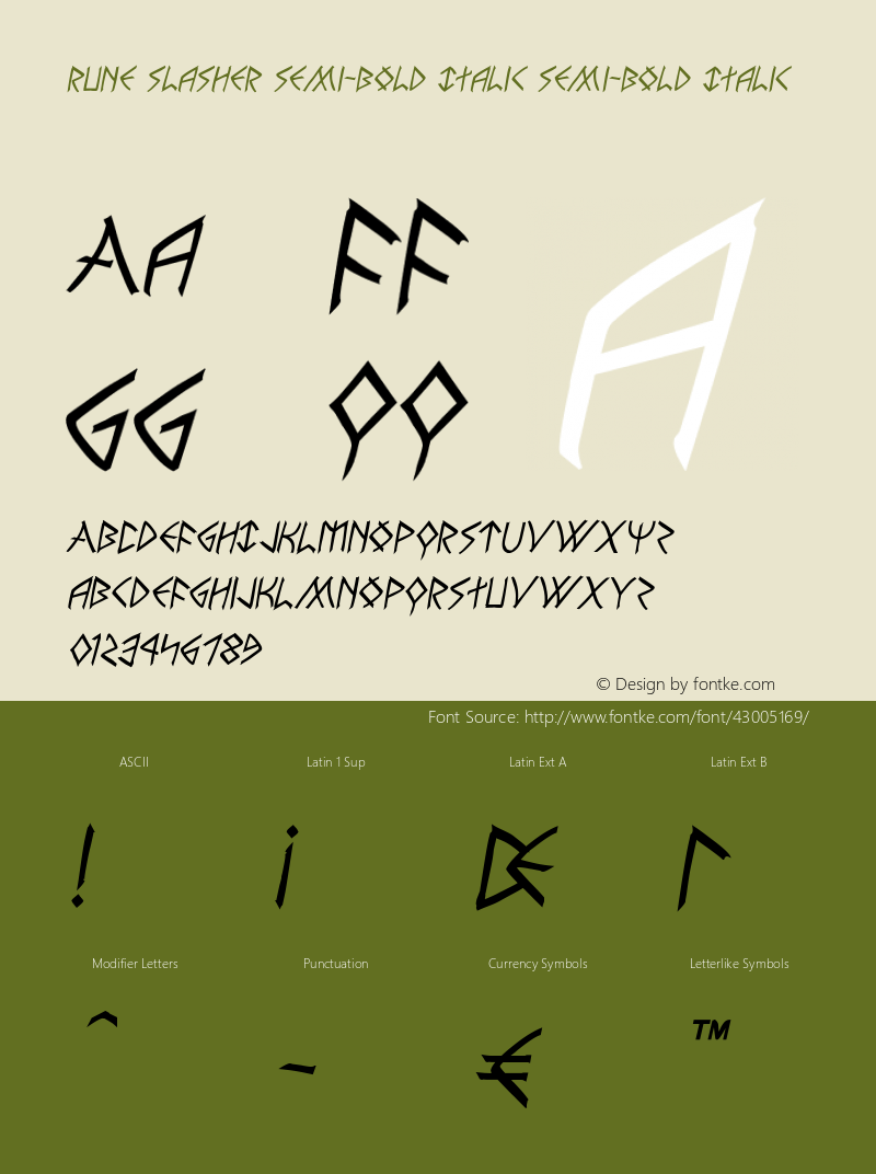 Rune Slasher Semi-Bold Italic Version 1.0; 2019图片样张