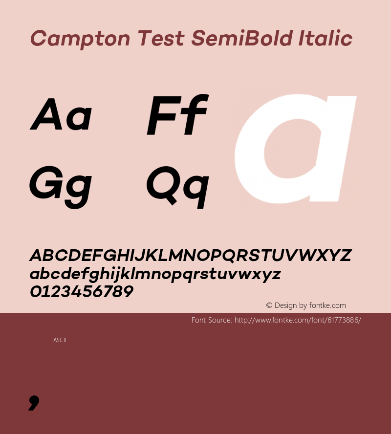 Campton Test SemiBold Italic Version 1.002;PS 001.002;hotconv 1.0.88;makeotf.lib2.5.64775图片样张