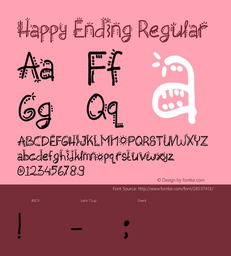 Happy Ending Version 1.00;January 29, 2019;FontCreator 11.5.0.2427 64-bit图片样张