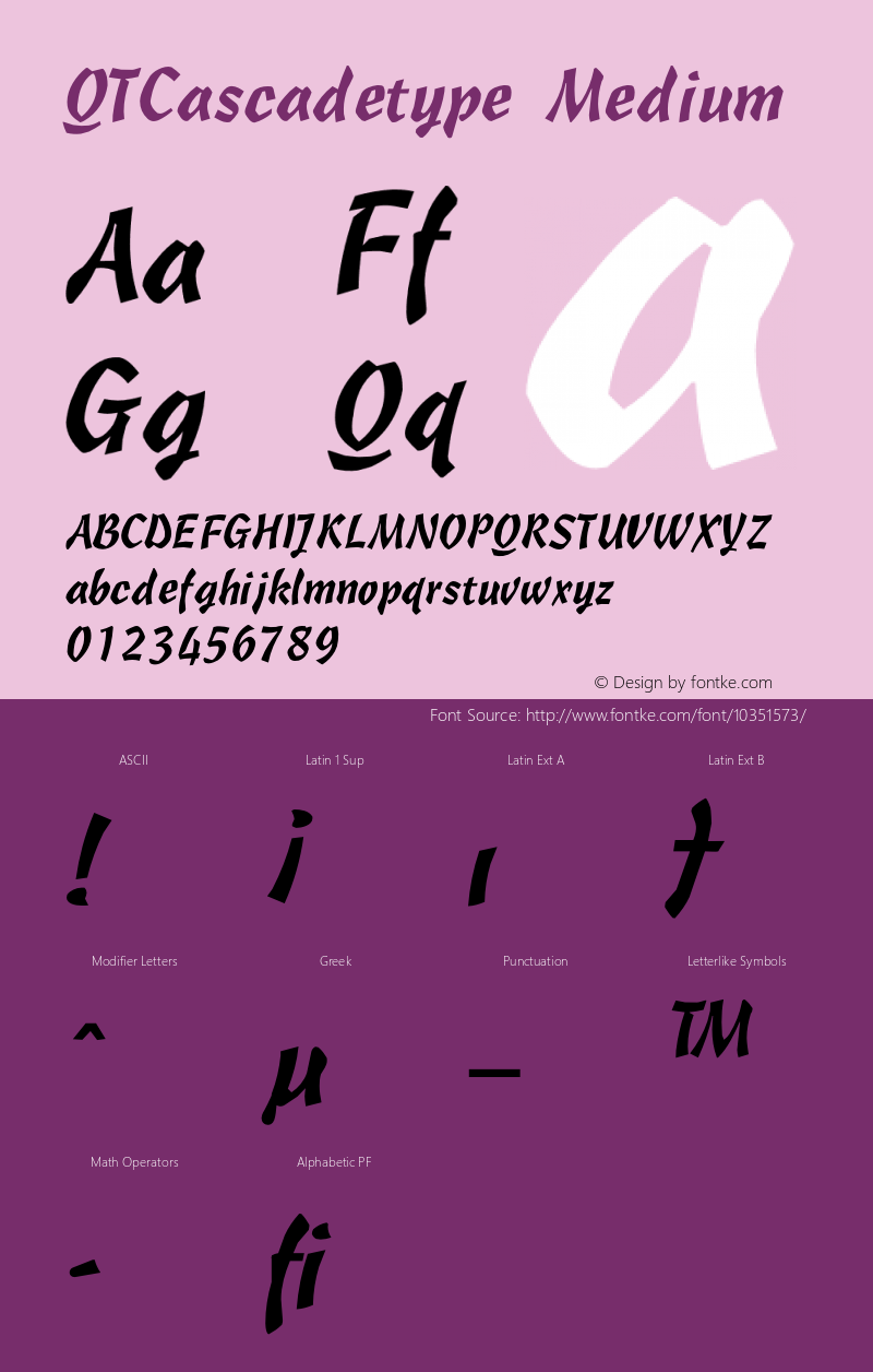 QTCascadetype Medium Version 001.000图片样张