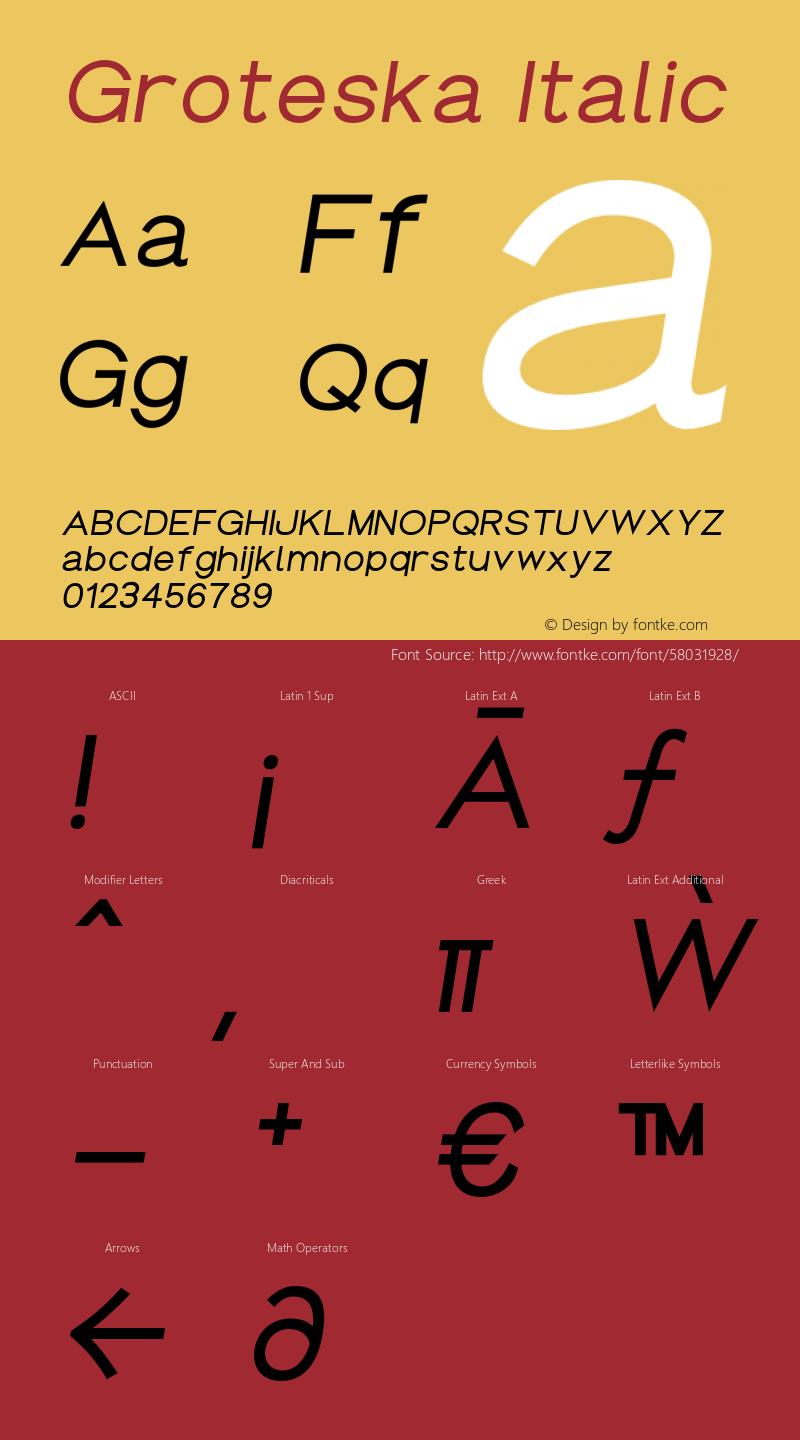 Groteska Italic Version 1.000;PS 001.000;hotconv 1.0.88;makeotf.lib2.5.64775图片样张