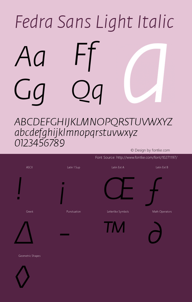 Fedra Sans Light Italic Macromedia Fontographer 4.1 24.04.02图片样张