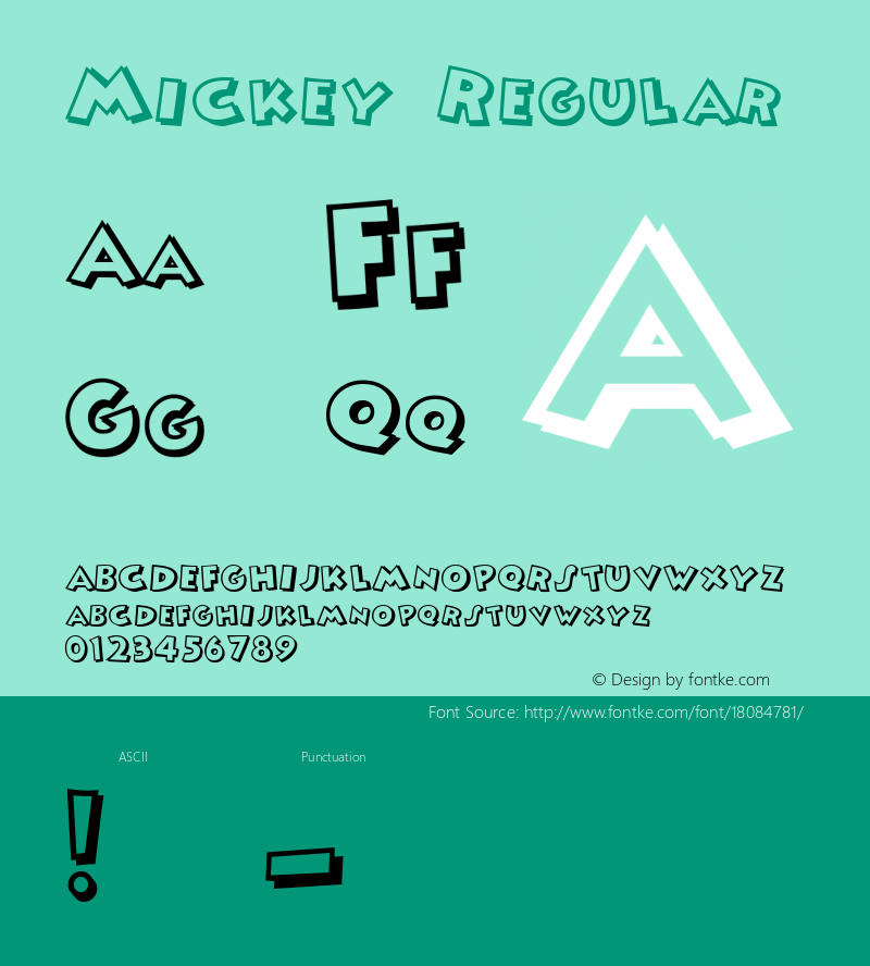 Mickey Regular Altsys Fontographer 4.0.4D2 10/13/94图片样张