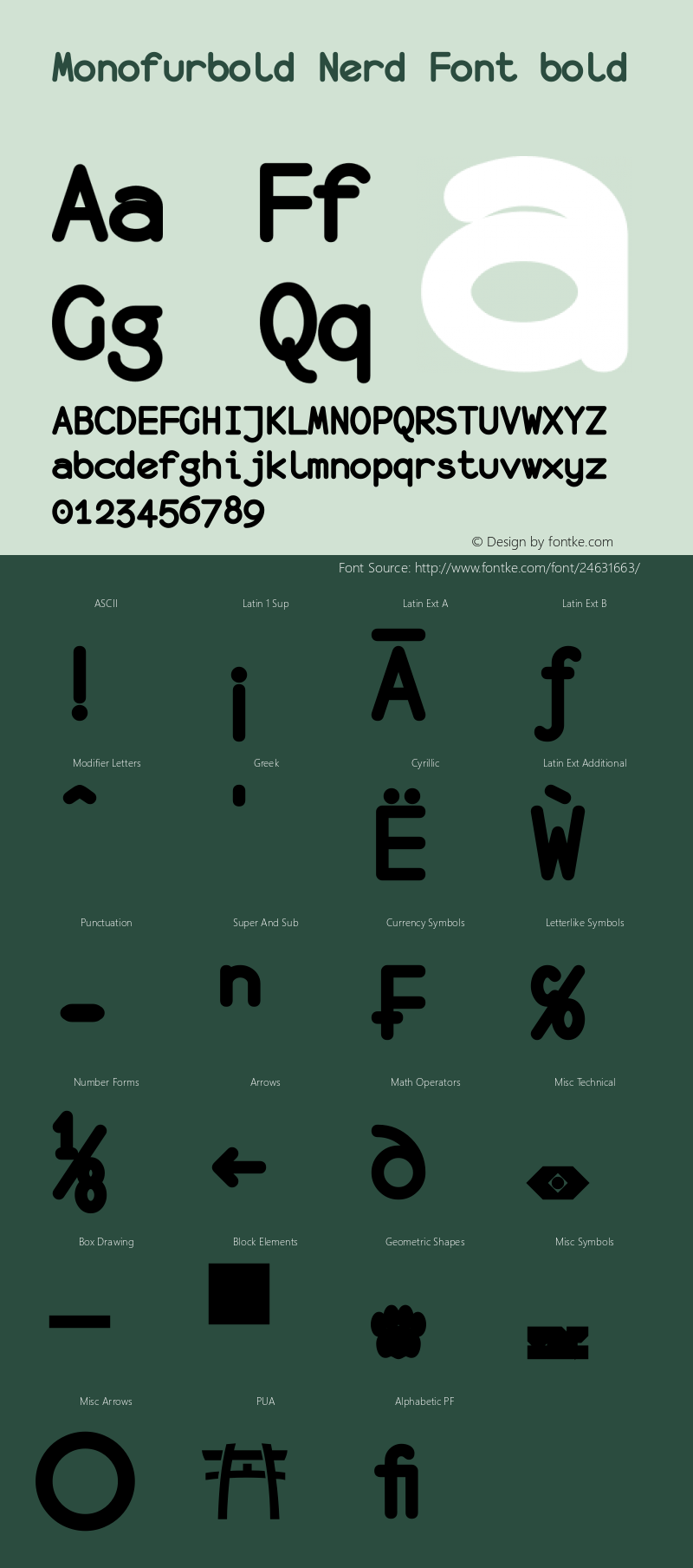 monofur bold Nerd Font Complete 1.0 2014-12-12图片样张