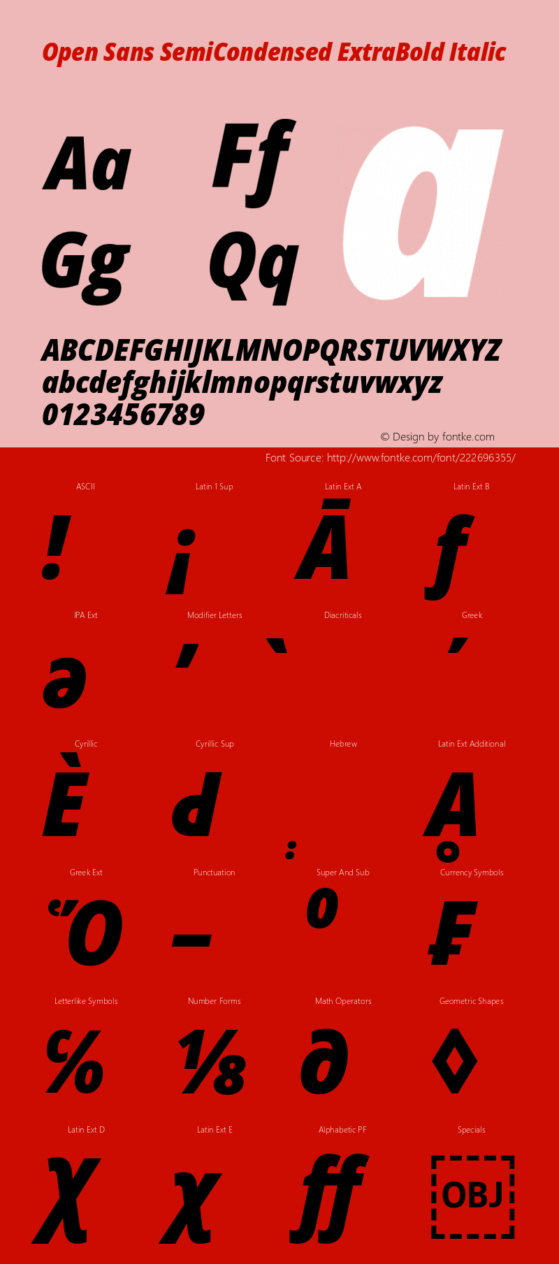 Open Sans SemiCondensed ExtraBold Italic Version 3.000图片样张