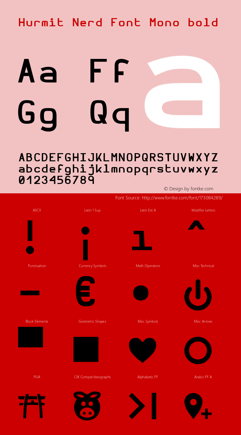 Hurmit Bold Nerd Font Complete Mono Version 1.21;Nerd Fonts 2.1.图片样张