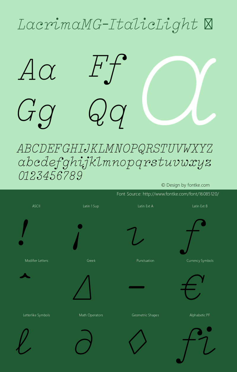 LacrimaMG-ItalicLight ℡ Version 2.001 2009图片样张