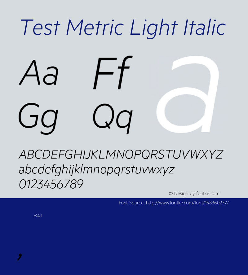 Test Metric-LightItalic Version 1.001;PS 001.001;hotconv 1.0.57;makeotf.lib2.0.21895图片样张