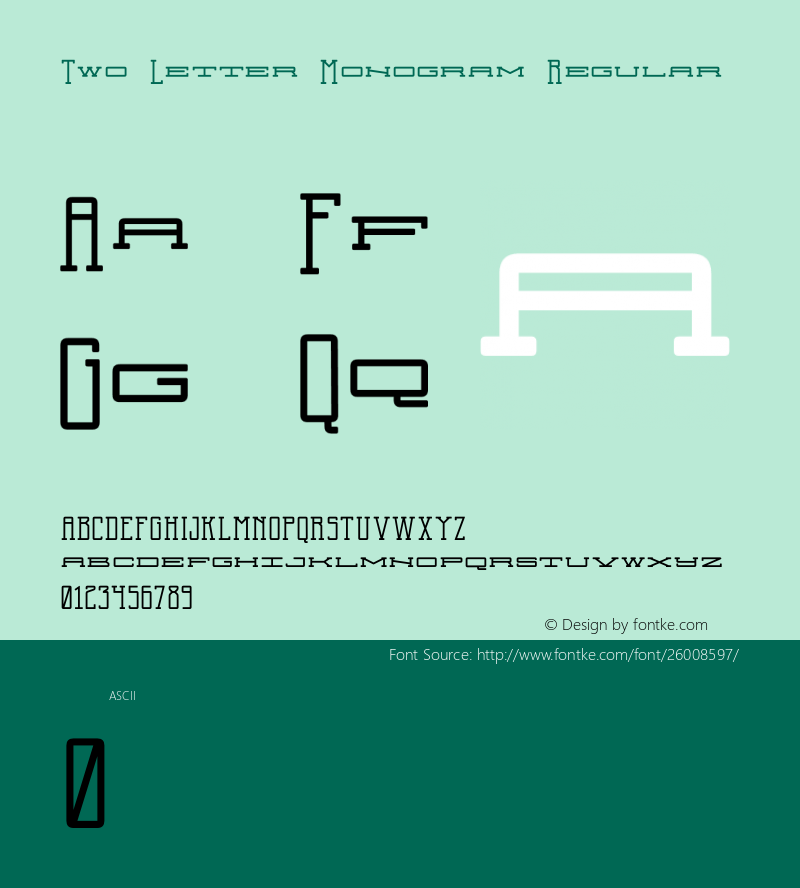 Two Letter Monogram Regular Version 1.000;PS 001.000;hotconv 1.0.88;makeotf.lib2.5.64775图片样张