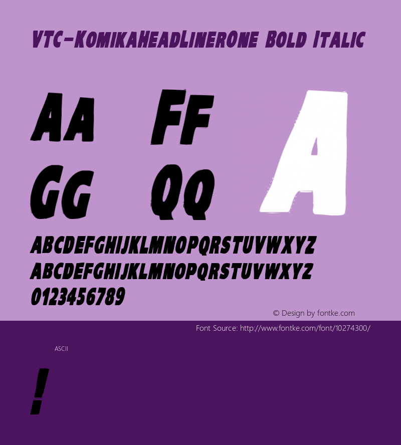 VTC-KomikaHeadLinerOne Bold Italic Version 1.000 2010 initial release图片样张