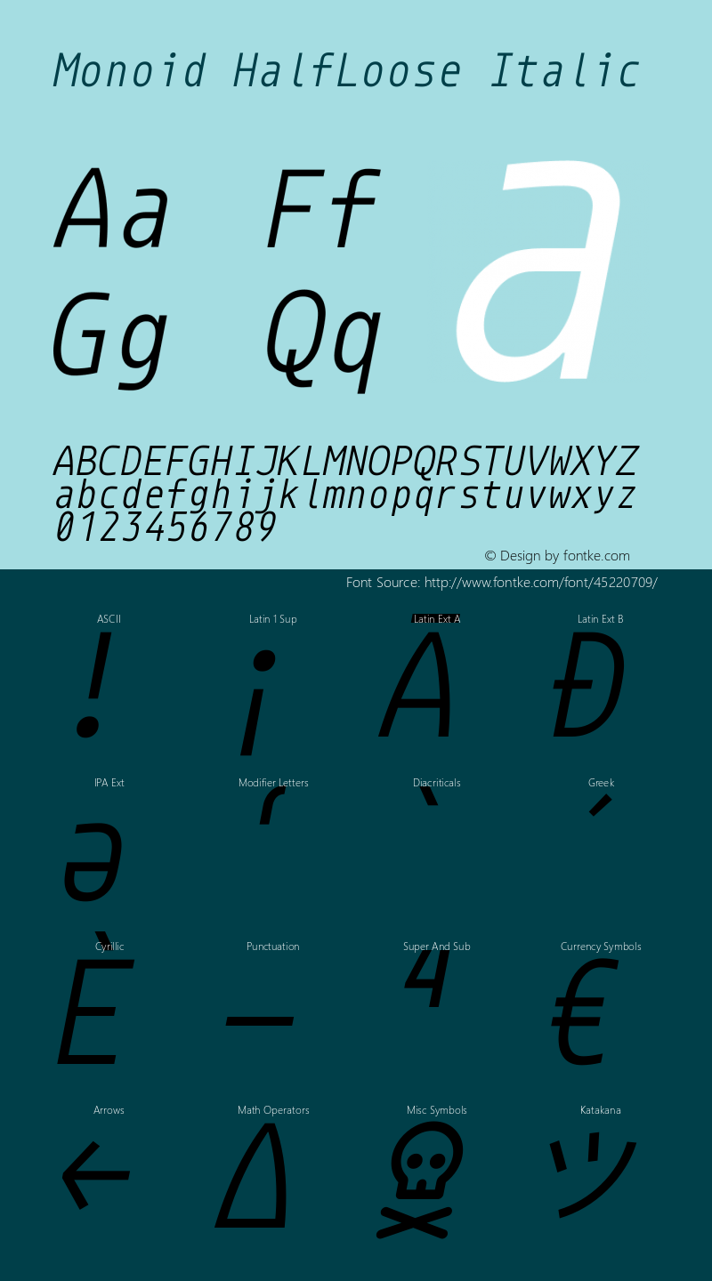Monoid HalfLoose Italic Version 0.61图片样张