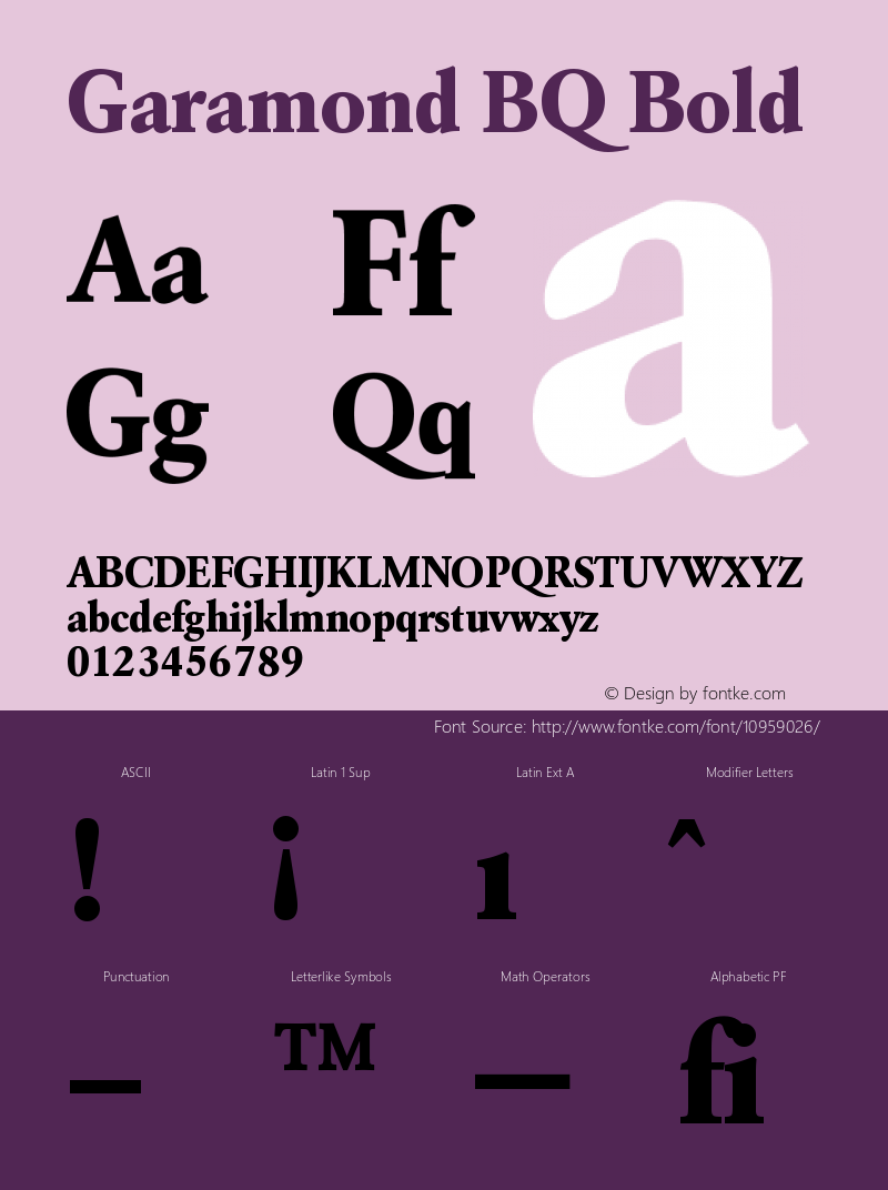 Garamond BQ Bold Version 001.000图片样张