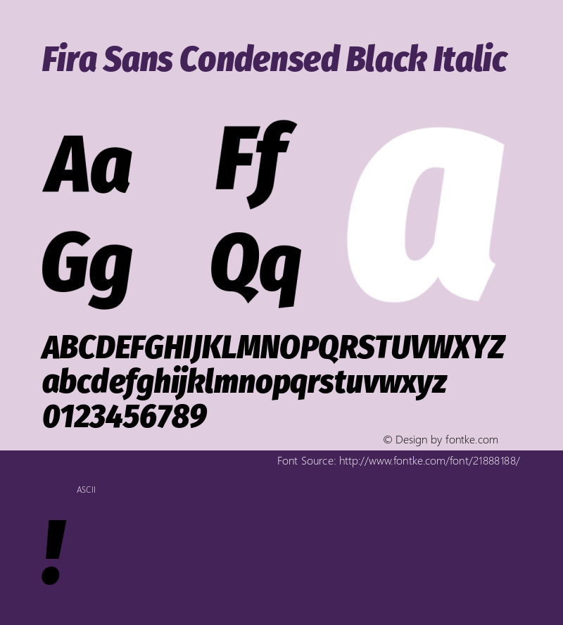 Fira Sans Condensed Black Italic 图片样张