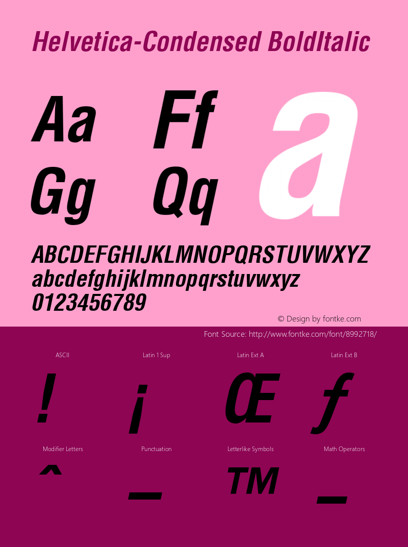 Helvetica-Condensed BoldItalic Version 1.00图片样张