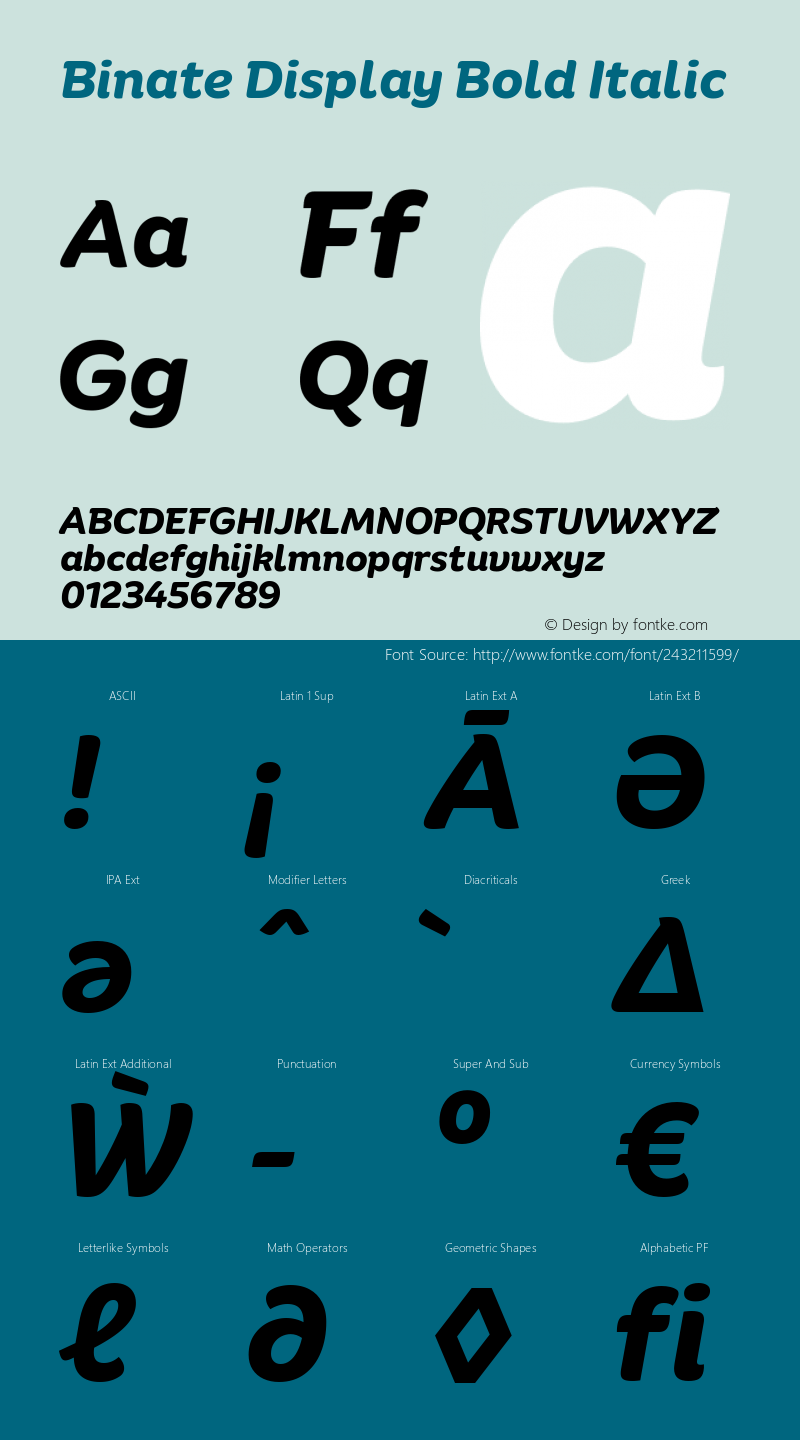 Binate Display Bold Italic Version 1.10图片样张