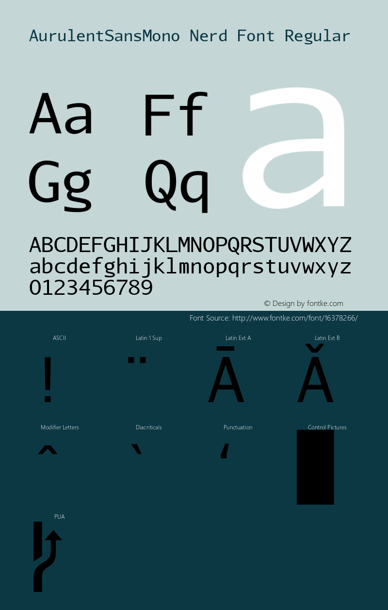 AurulentSansMono Nerd Font Regular Version 2007.05.04图片样张