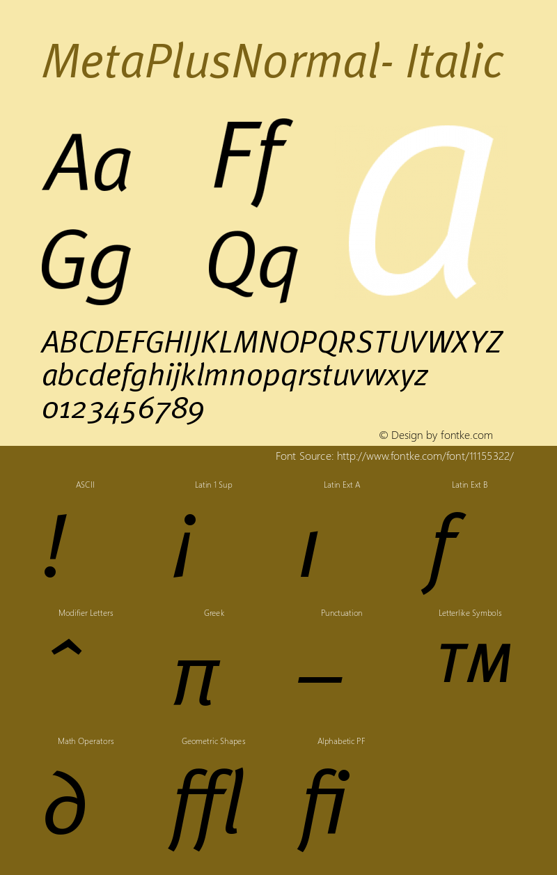 MetaPlusNormal- Italic Version 001.000图片样张