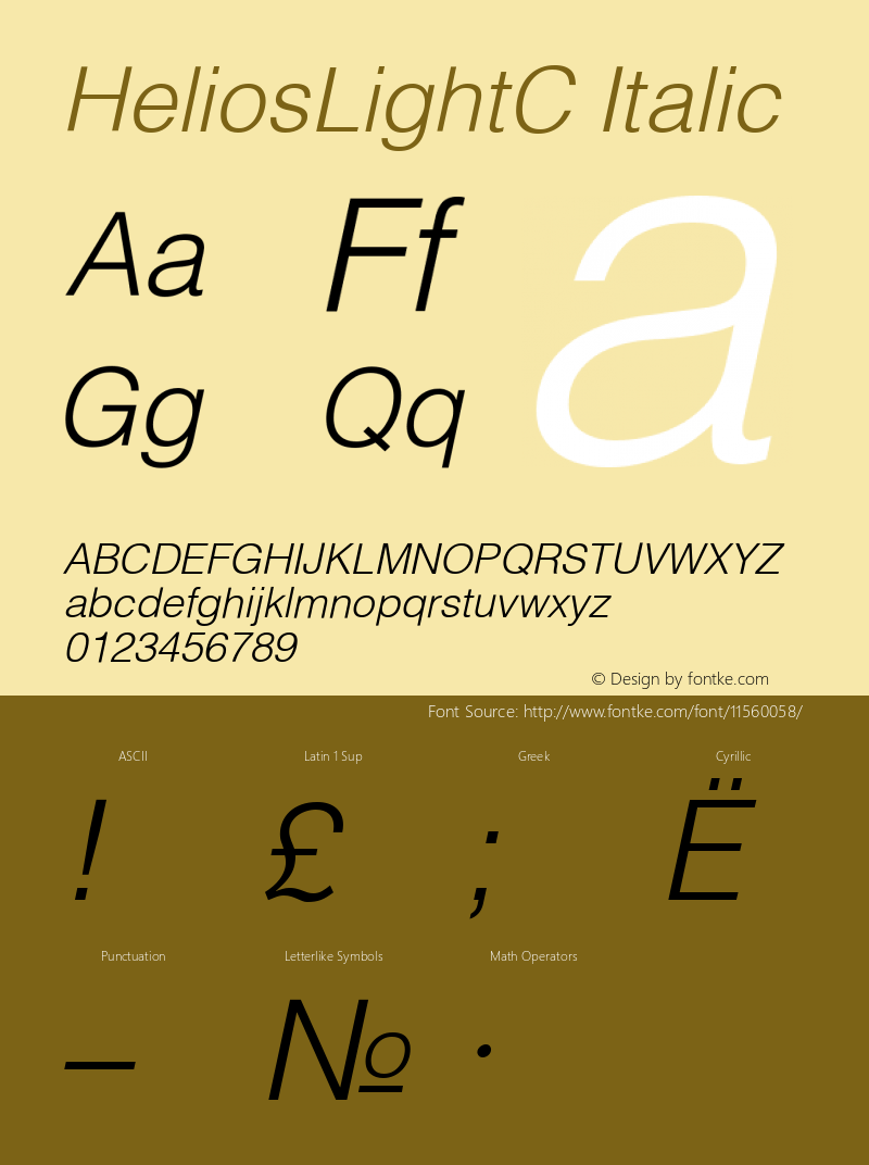 HeliosLightC Italic Version 004.001图片样张