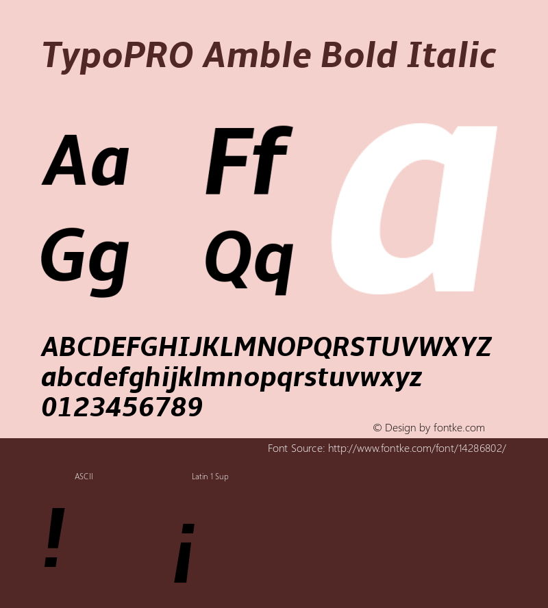 TypoPRO Amble Bold Italic Version 1.00000; 2009图片样张