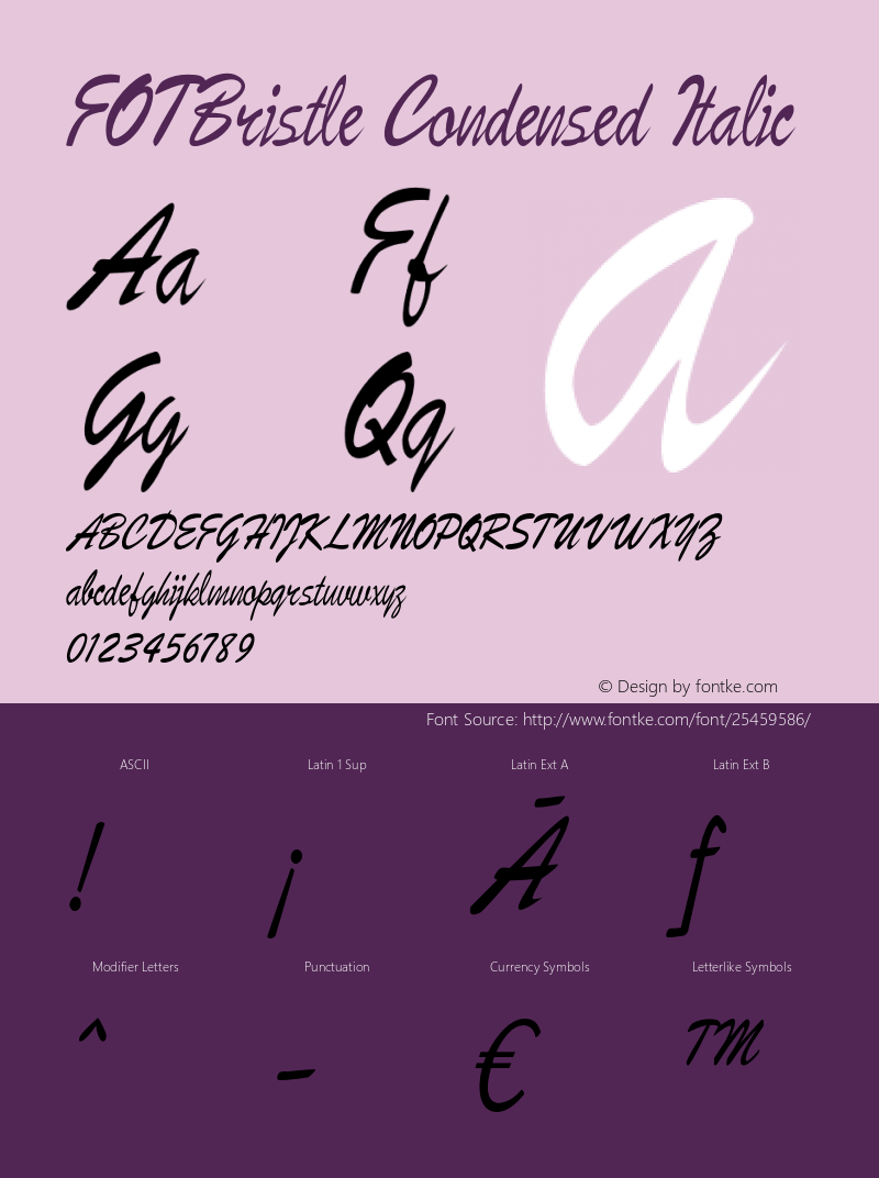 FOTBristle-CondensedItalic Version 1.500图片样张