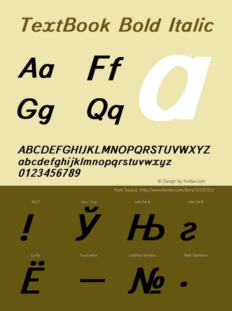 TextBook Bold Italic Converted from t:\TEXTBOO2.BF1 by ALLTYPE图片样张