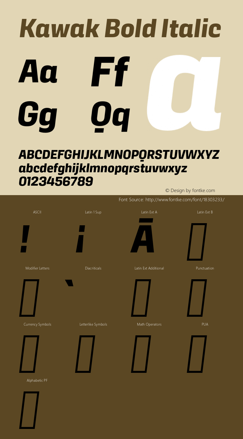 Kawak Bold Italic Version 1.000;PS 001.000;hotconv 1.0.88;makeotf.lib2.5.64775图片样张