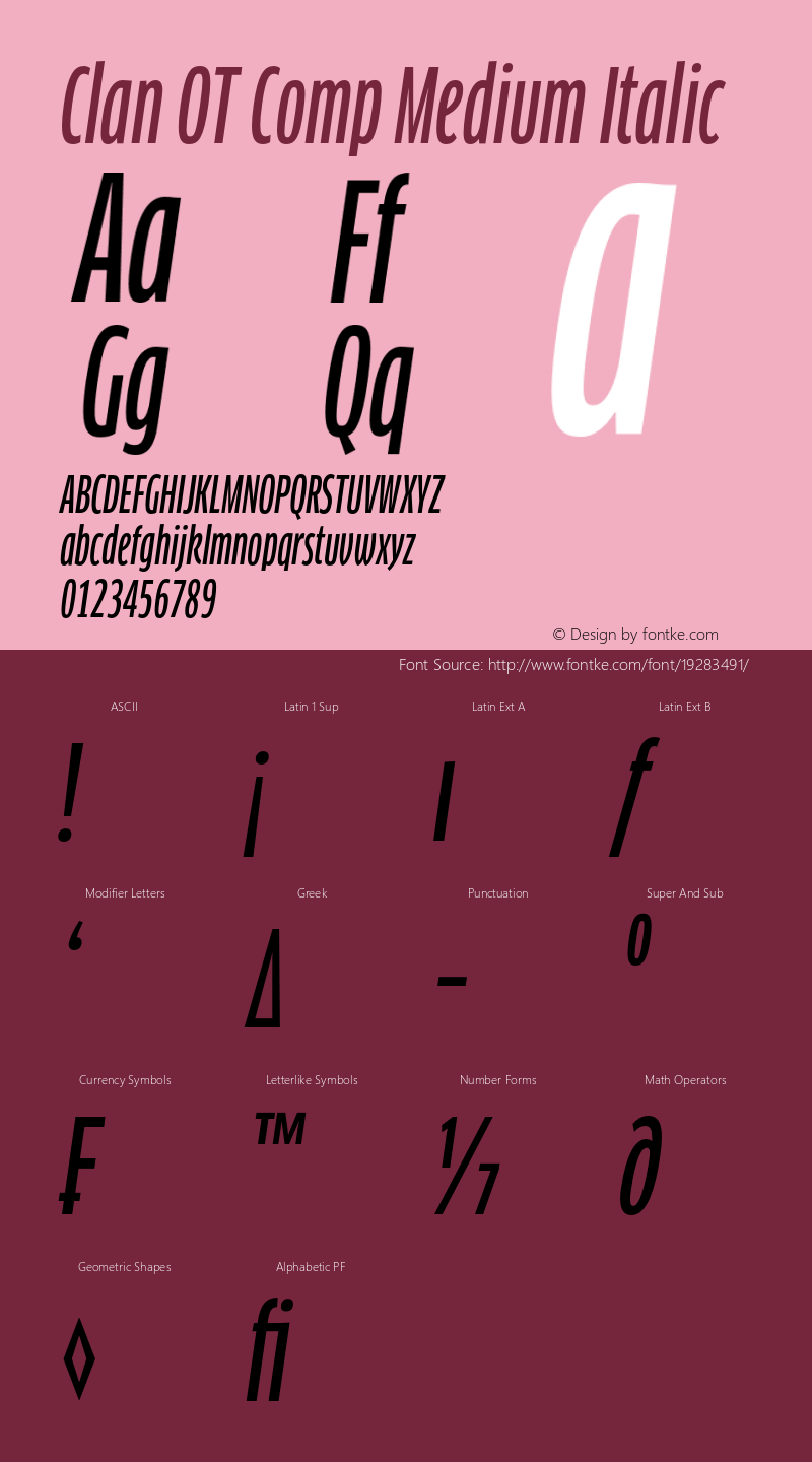 ClanOT-CompMediumItalic Version 7.504; 2008; Build 1002图片样张