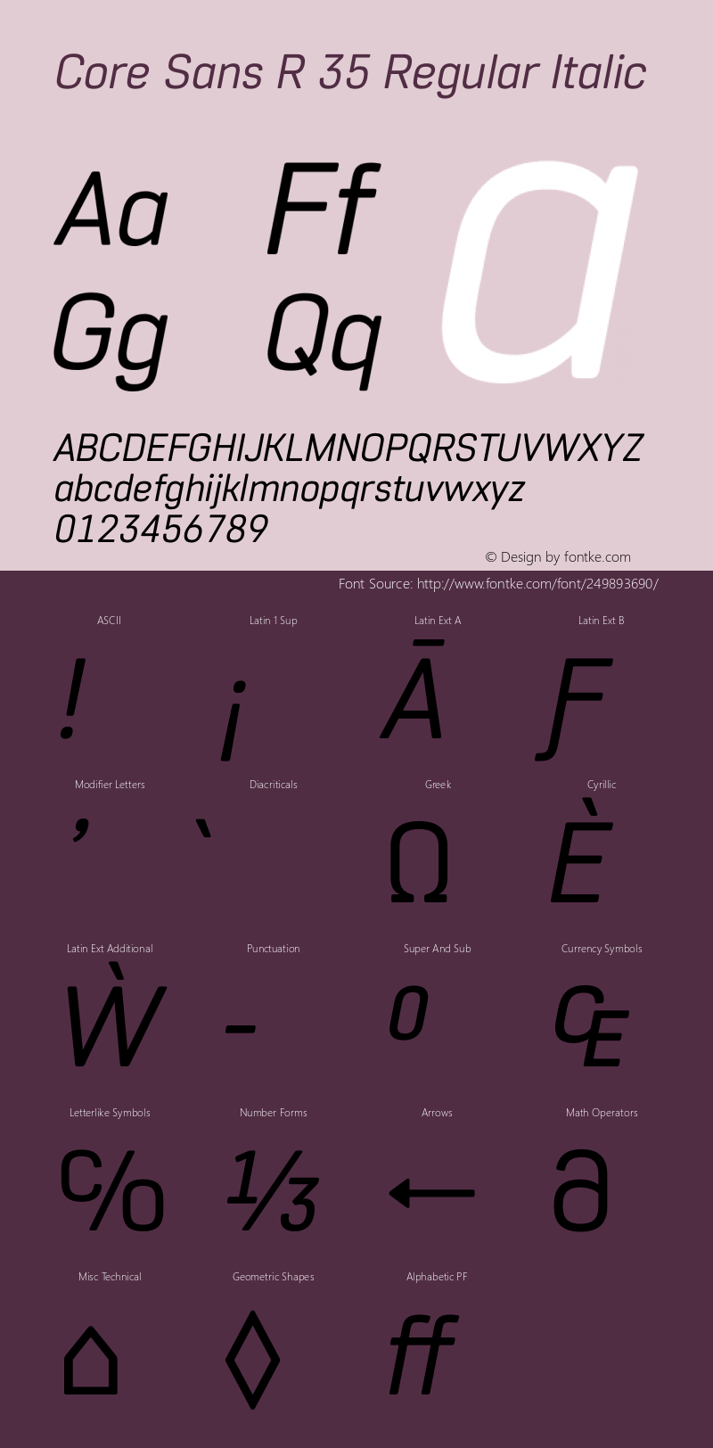 CoreSansR35Regular-Italic Version 1.000图片样张