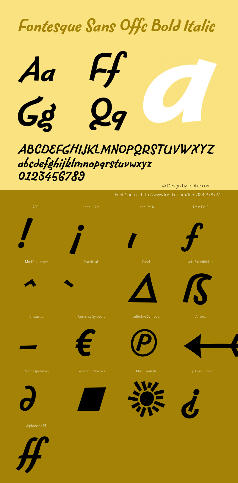 Fontesque Sans Offc Bold Italic Version 7.504; 2010; Build 1002图片样张
