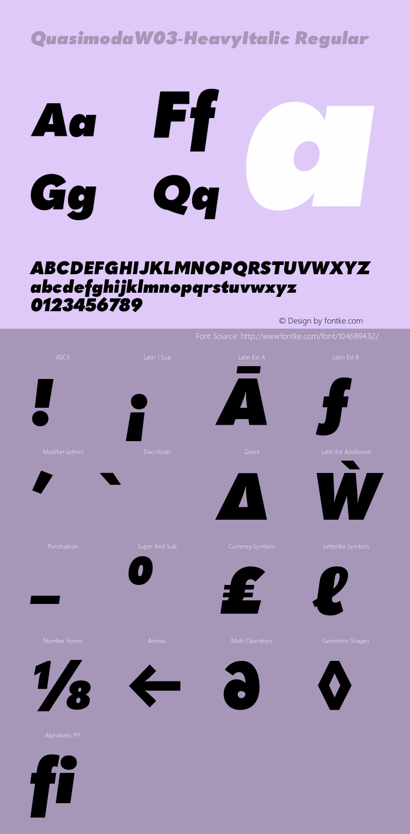 Quasimoda W03 HeavyItalic Version 1.00图片样张