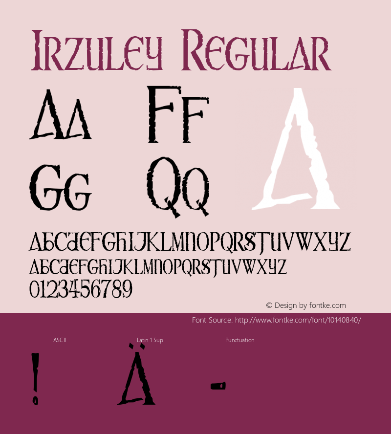 Irzuley Regular Macromedia Fontographer 4.1 26/04/2005图片样张