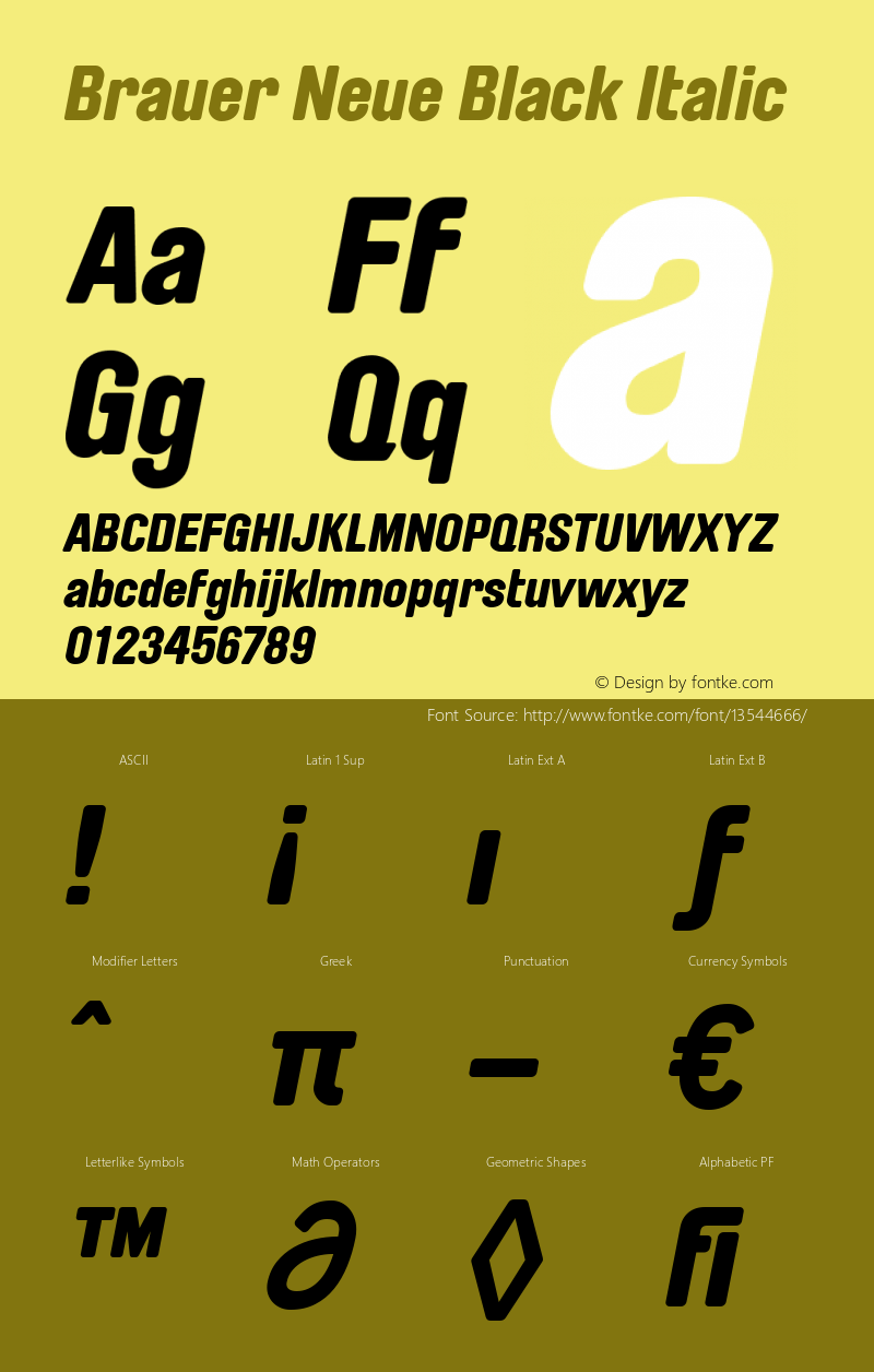 Brauer Neue Black Italic Version 1.001图片样张