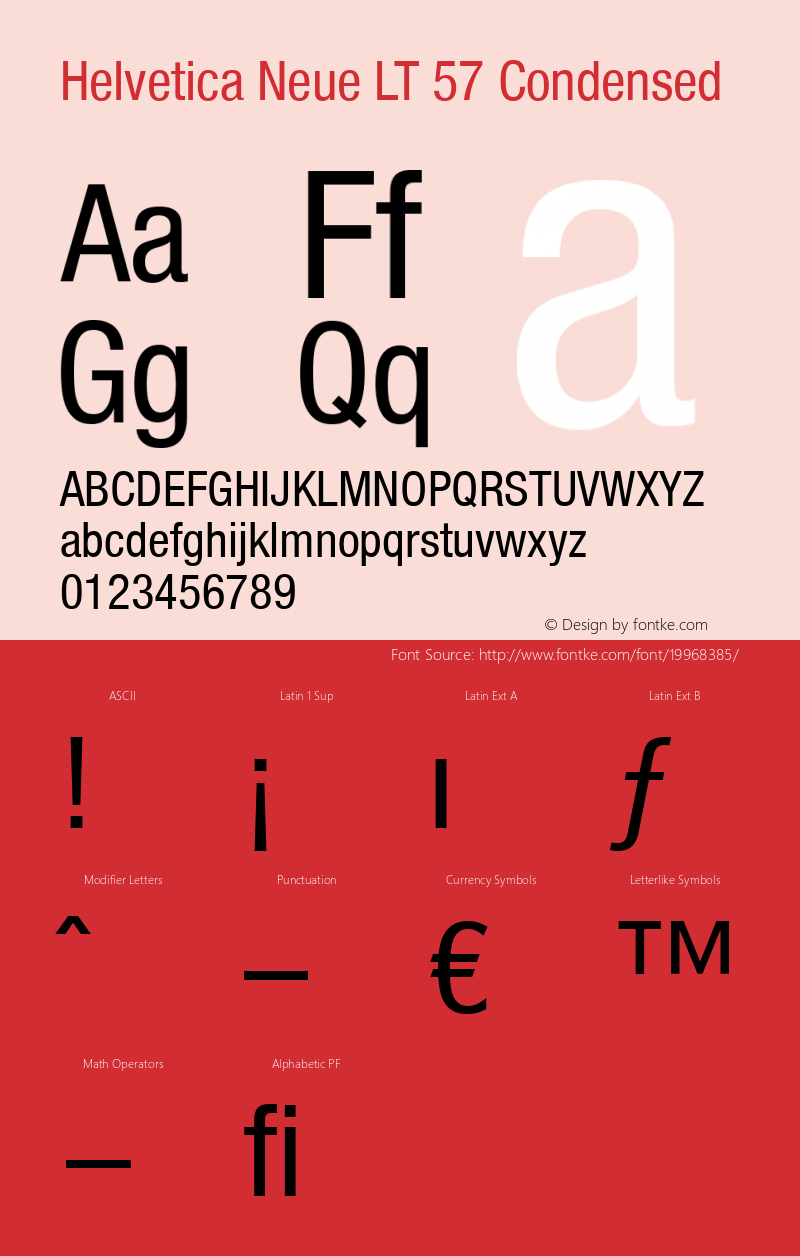 Helvetica LT 57 Condensed Version 6.70; 2006图片样张