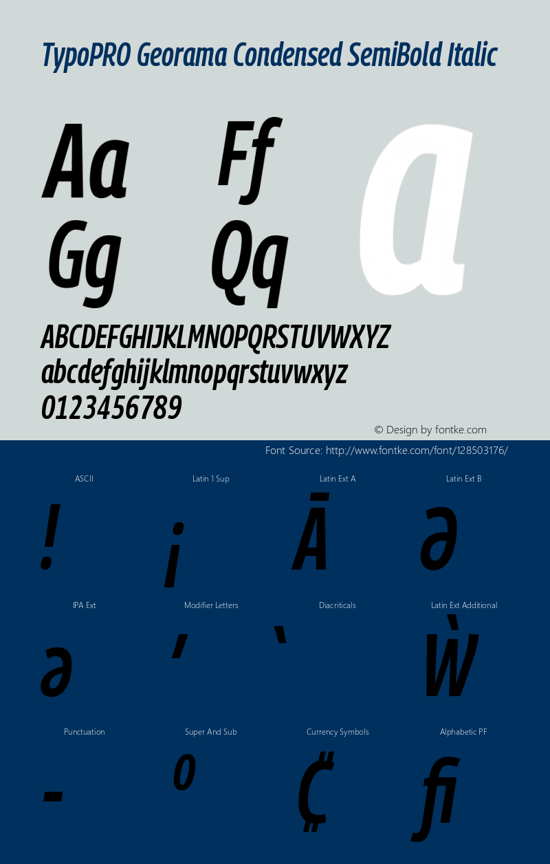 TypoPRO Georama Condensed SemiBold Italic Version 1.001图片样张