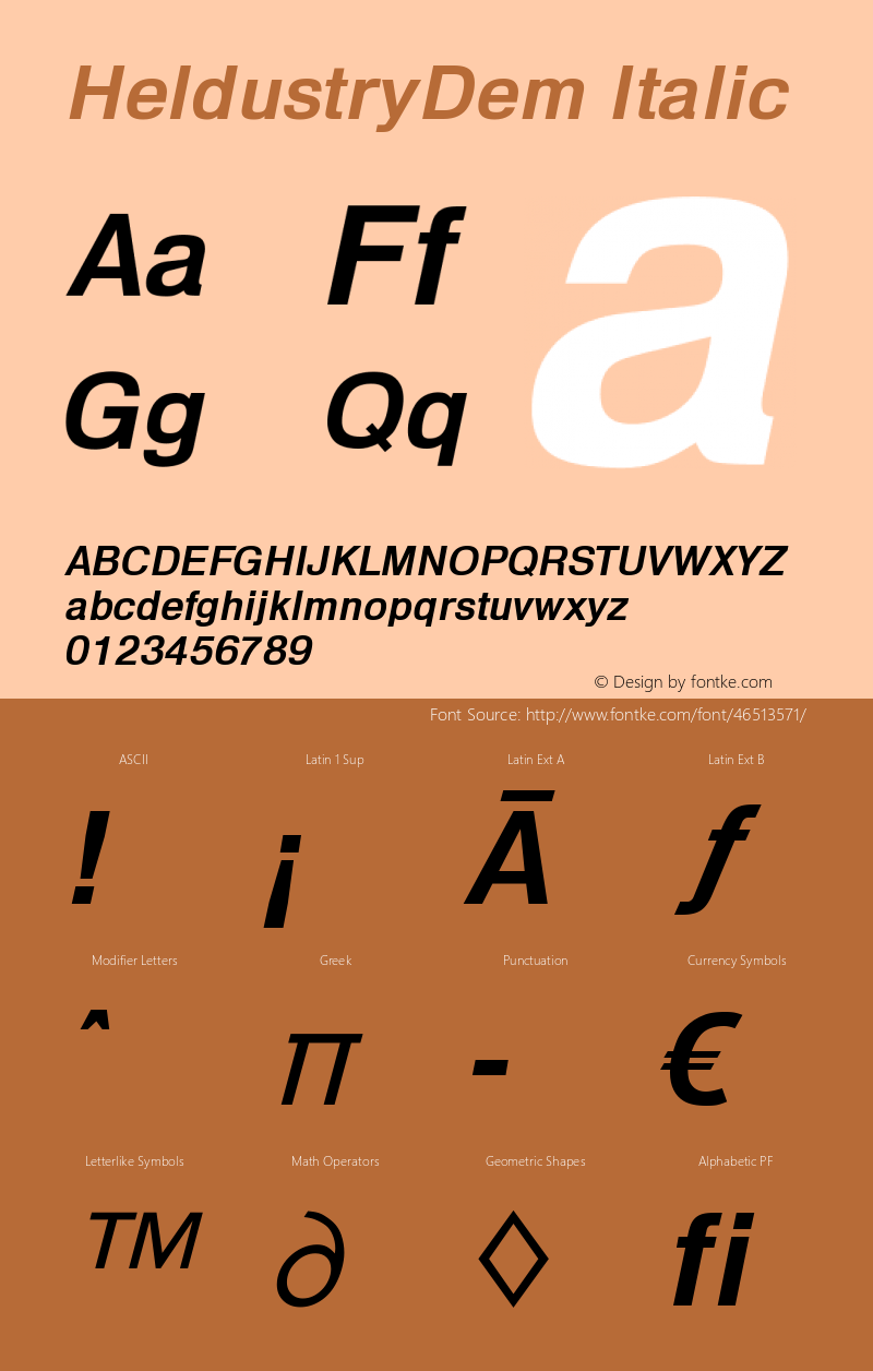 HeldustryDem Italic Version 1.00图片样张