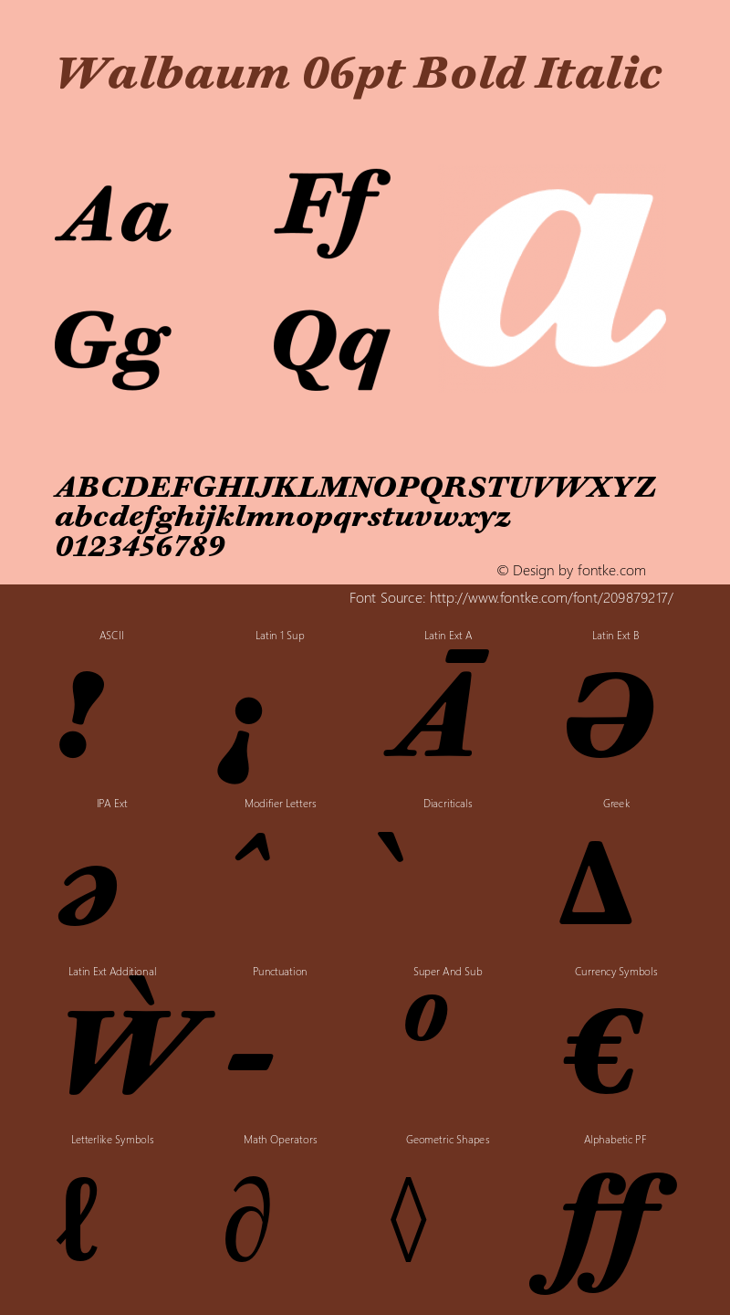 Walbaum 06pt Bold Italic Version 1.01, build 5, s3图片样张