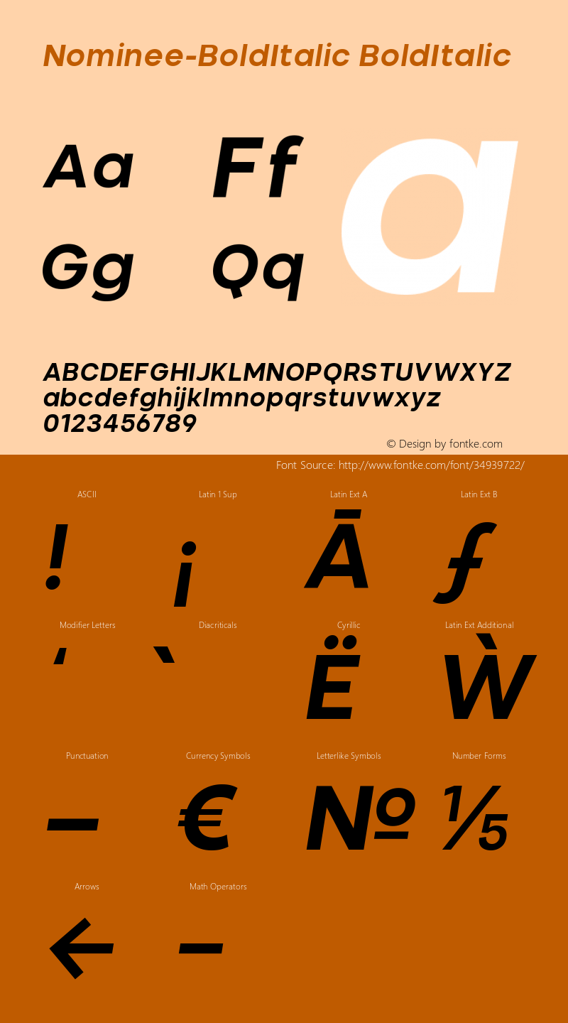 Nominee Bold Italic Version 1.000图片样张