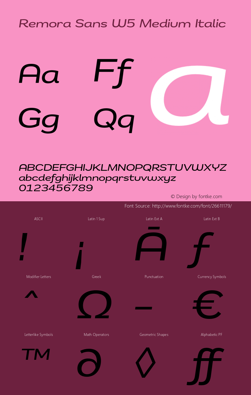 RemoraSansW5-MediumItalic Version 1.001图片样张