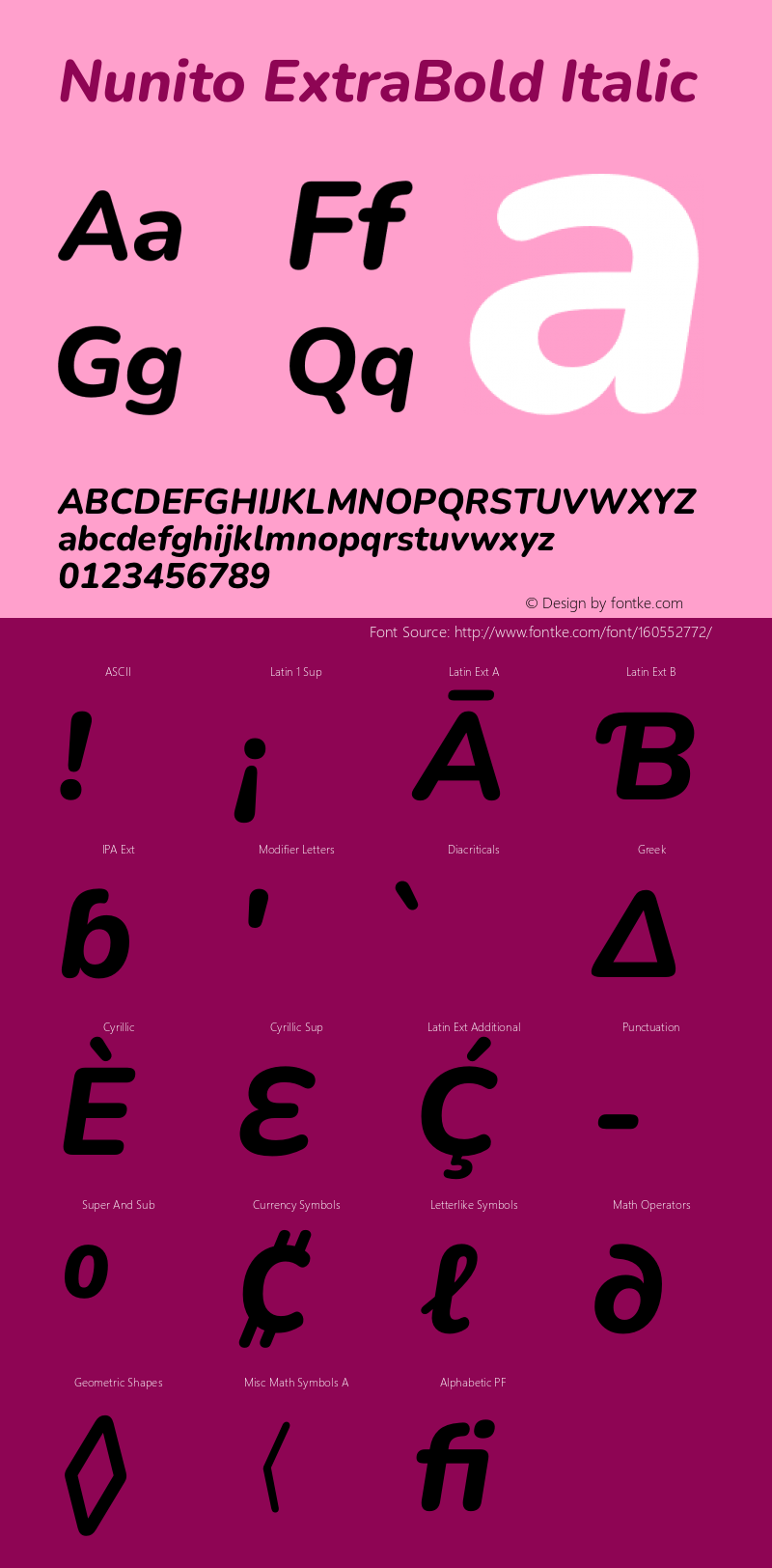 Nunito ExtraBold Italic Version 3.601; ttfautohint (v1.8.2.53-6de2)图片样张