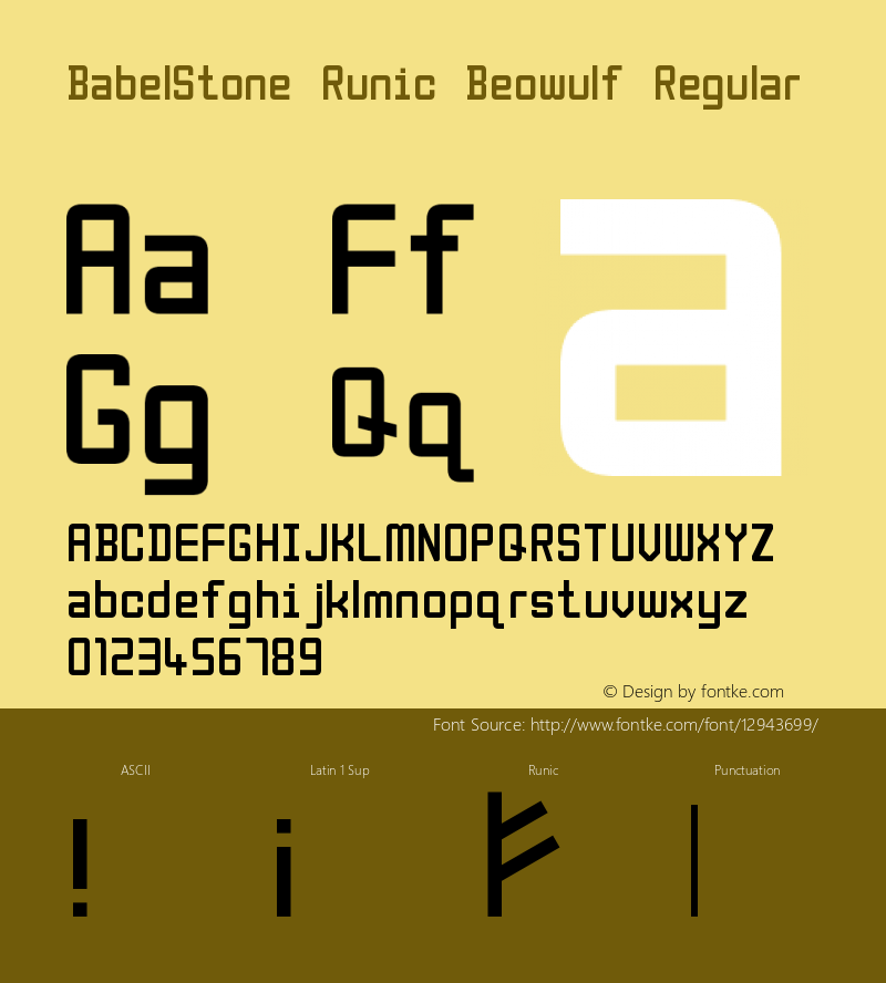 BabelStone Runic Beowulf Regular Version 1.60 April 5, 2014图片样张