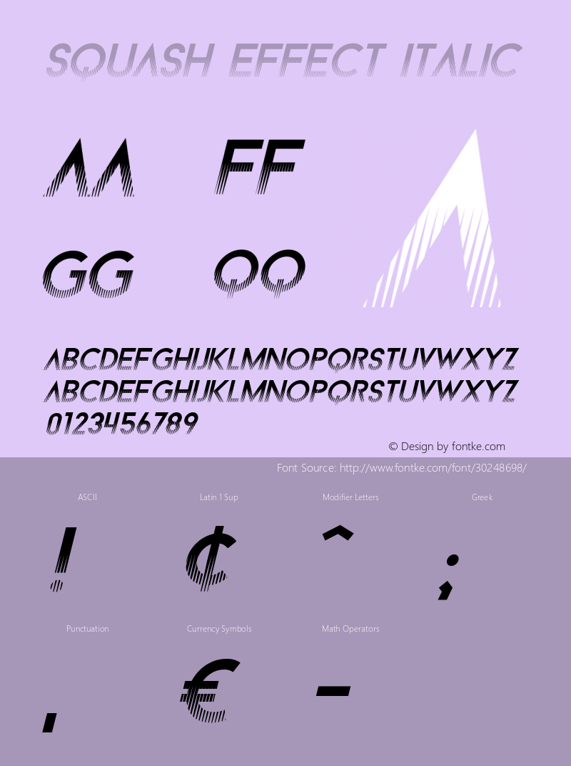 SQUASH EFFECT Italic Version 1.00;March 26, 2019;FontCreator 11.5.0.2422 64-bit图片样张